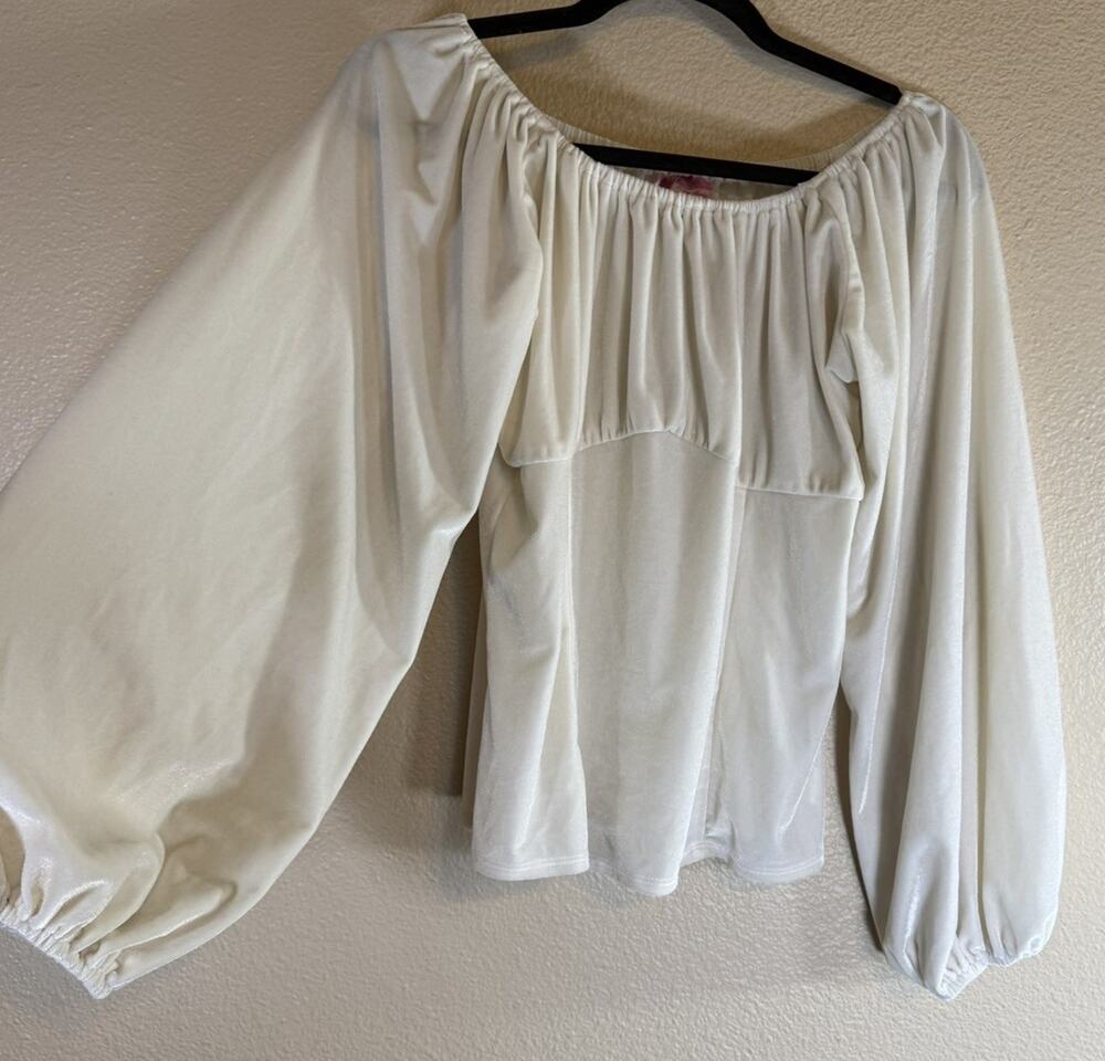 Pinup Couture Womens XL Ivory Peasant Velvety Top Stretch